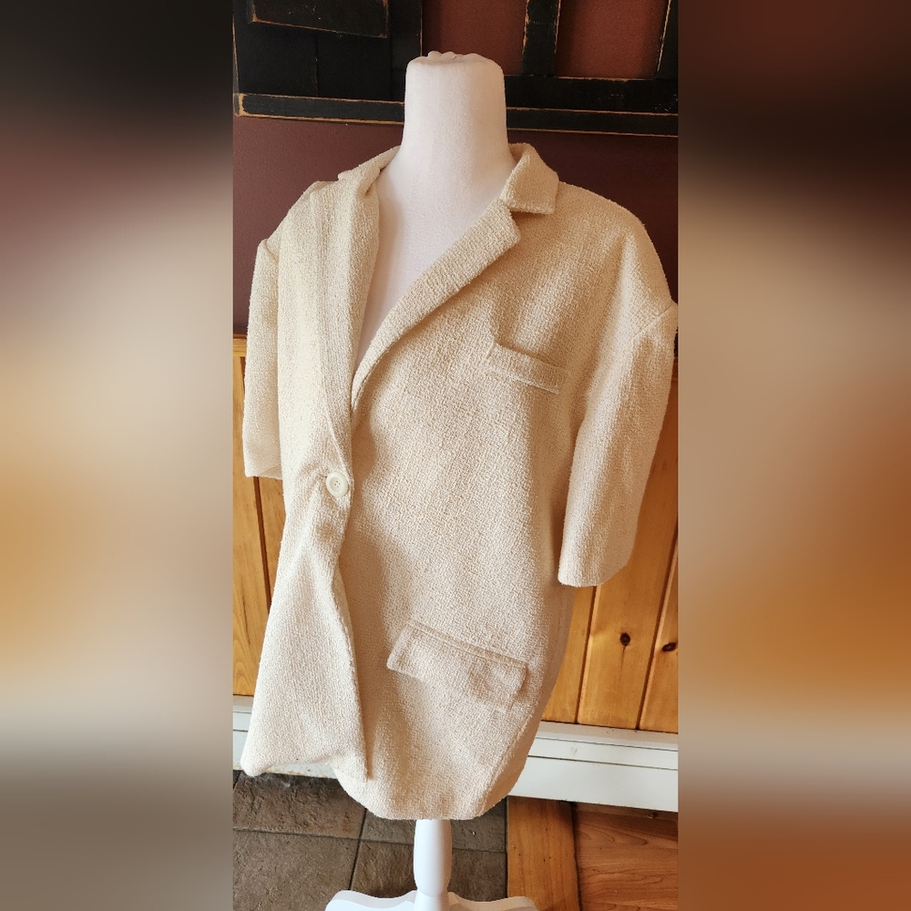 Auver_Fit Short Sleeve Blazer Korean Fashion Vintage